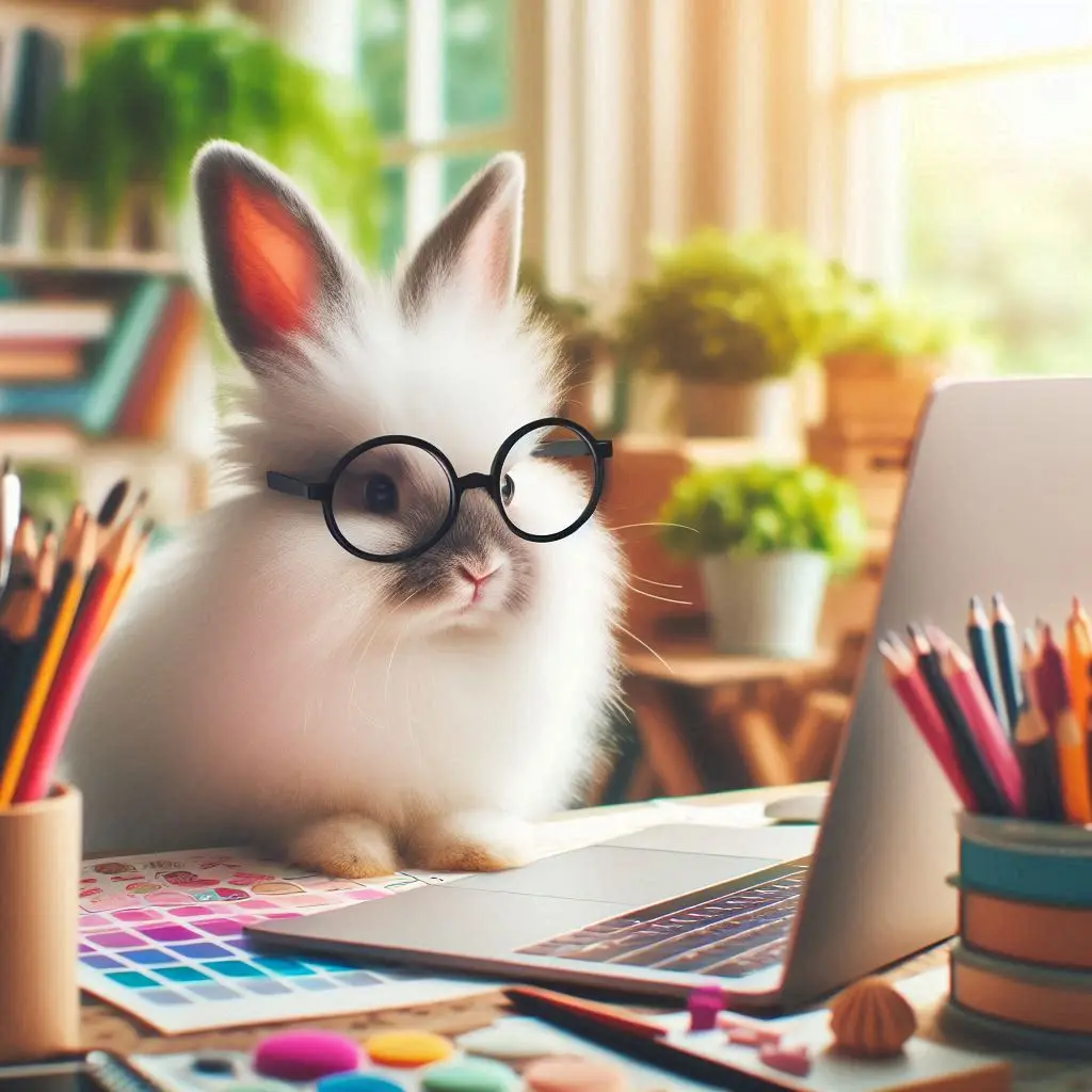 Image de la page de la construction des réseaux sociaux, c'est un lapin qui utilise un ordinateur